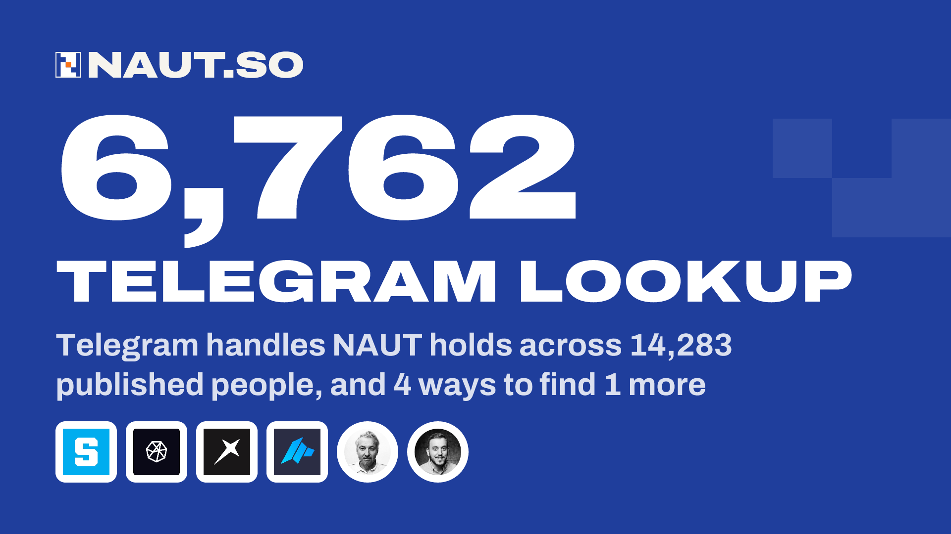 6,762 Telegram lookup Telegram handles NAUT holds across 14,283 published people, and 4 ways to find 1 more. Logos: The Sandbox, Poolz Ventures, Arrakis, DAO Maker, Bertrand Levy, Jonas Hayajneh.